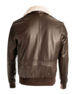 Men’s Brown Pilot Bomber Shearling Jacket - Image 2