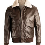 Men’s Brown Pilot Bomber Shearling Jacket