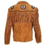Men Brown Western Fringes with white beads decoration - Image 4