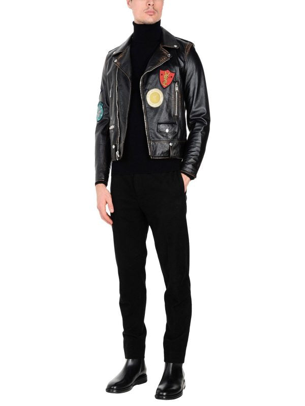 MenBikerLogoLeatherJacket1.jpg Men Biker Leather Jacket - Image 1
