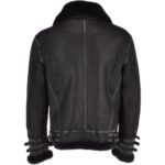 Men Black Aviator Flying Bomber Shearling Leather Jacket - Image 3