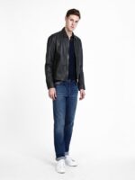 Men Black Shirt Leather Jacket - Image 3