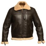 Mens Brown B3 RAF Aviator Bomber Shearling Real Sheepskin Leather Jacket - Image 2