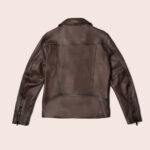 Men Brown Motorcycle Leather Racer Jacket - Image 3