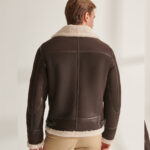 Men Brown Pilot Shearling Leather Aviator Jacket - Image 2