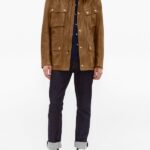 Men Brown Utility Leather Jacket