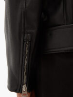 Men Classic Black Biker Leather Jacket - Image 4