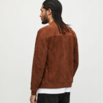 Men Classic Brown Suede Leather Bomber Jacket - Image 2