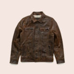 Men Lambskin Iconic Brown Trucker Leather Jacket