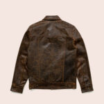 Men Lambskin Iconic Brown Trucker Leather Jacket - Image 2