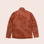 Men Pure Fine Grain Lambskin Brown Leather Field Jacket - Image 3