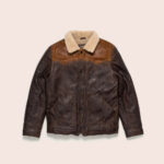 Men Sheepskin Double Tone Brown Sherpa Western Leather Jacket