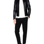 Men Shinny Black Leather Jacket