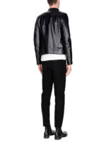 Men Shinny Black Leather Jacket - Image 2