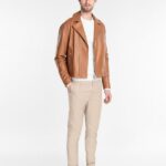 Men Tan Brown Biker Leather Jacket