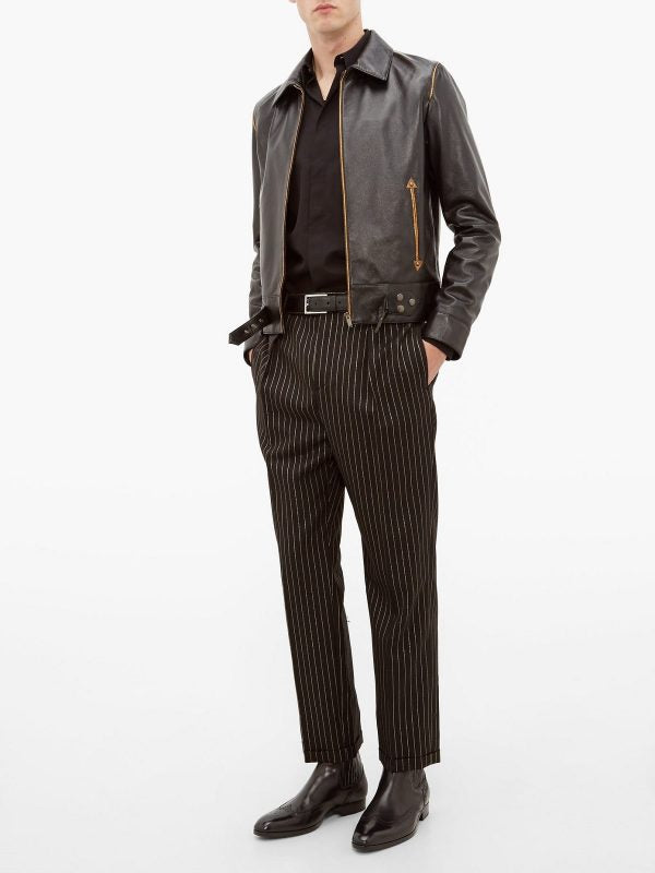MenTraditionalBlackLeatherJacket.jpg Men Traditional Black Leather Jacket - Image 1