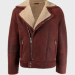 Men’s Shearling Burgundy Leather Jacket