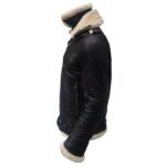 Men's Aviator B3 Bomber Double Collar Faux Shearling Brown Leather Jacket - Image 5