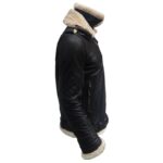Men's Aviator B3 Bomber Double Collar Faux Shearling Brown Leather Jacket - Image 6