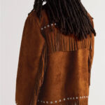 Men's Brown Suede Leather Cowboy Jacket with Fringes - Image 4