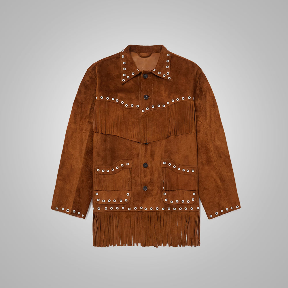 Men_sBrownSuedeLeatherCowboyJacketwithFringe4-1.jpg Men's Brown Suede Leather Cowboy Jacket with Fringes - Image 1