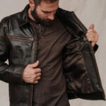 Men's Classic Brown Flight Leather Jacket - Image 4
