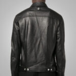 Men's Dotted Pattern Full Sleeves Black Leather Shirt - Image 2