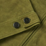 Men's Green Suede Leather Trucker Jacket - Image 2