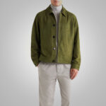 Men's Green Suede Leather Trucker Jacket - Image 3