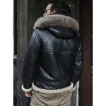 Men's Hooded RAF Aviator B3 Sheepskin Black Shearling Jacket - Image 2