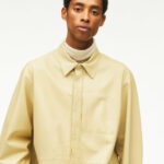 Men's Off White Full Sleeves Normal Fit Leather Shirt - Image 2