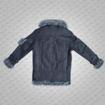 Men's Black Shearling Jacket Coat in Flight Aviation Style - Cold Inferno - Image 5