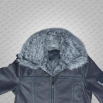Men's Black Shearling Jacket Coat in Flight Aviation Style - Cold Inferno - Image 2