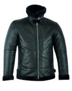 Men's Shearling Leather Black Fur B3 RAF Aviator Bomber Real Sheepskin Jacket - Image 3