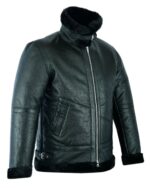 Men's Shearling Leather Black Fur B3 RAF Aviator Bomber Real Sheepskin Jacket - Image 2