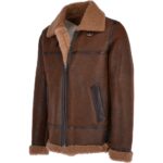 Men's B3 Aviator Sheepskin Shearling Bomber Leather Jacket - Image 2