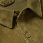 Men's Suede Green Full Sleeves Leather Shirt - Image 4