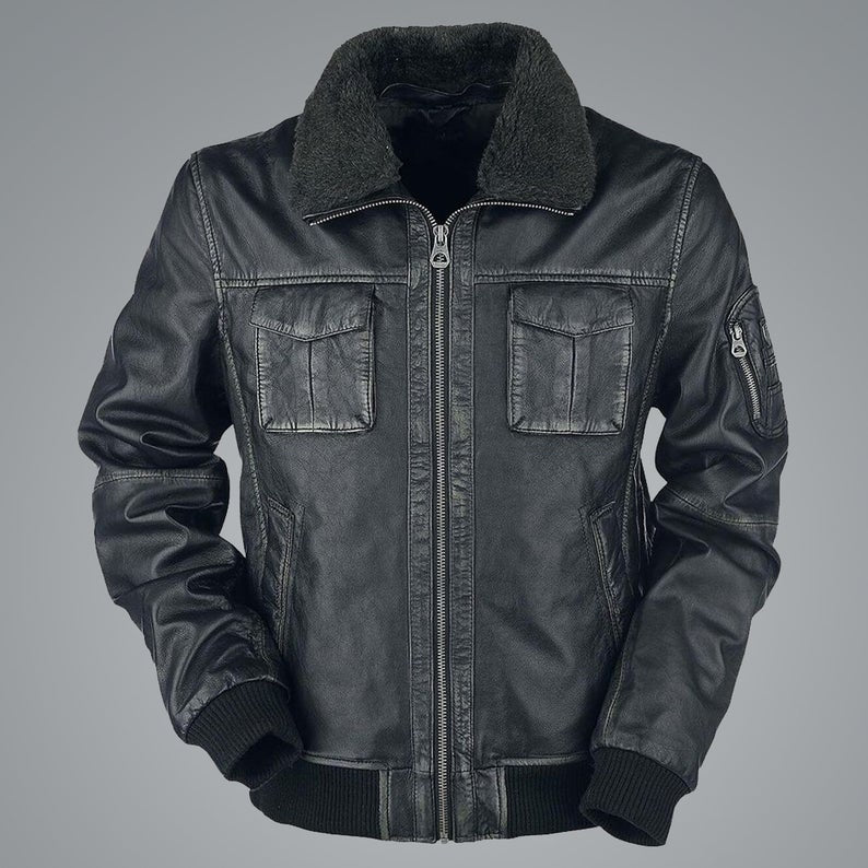 Mens-Bike-Racer-Black-Leather-Jacket.jpg Mens Bike Racer Black Leather Jacket - Image 1