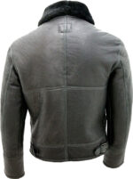 Mens Black Air Force Real Leather Jacket With Fur - Image 2