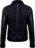 Mens Black Biker Leather Jacket With Fur - Image 2