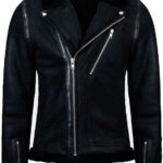 Mens Black Biker Leather Jacket With Fur