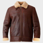 Mens Brown Aviator Shearling Leather Jacket