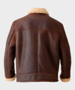 Mens Brown Aviator Shearling Leather Jacket - Image 2