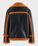 Mens Brown Shearling Black Sheepskin Leather Jacket - Image 2
