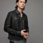 Men's Cafe Racer Leather Jacket In Black