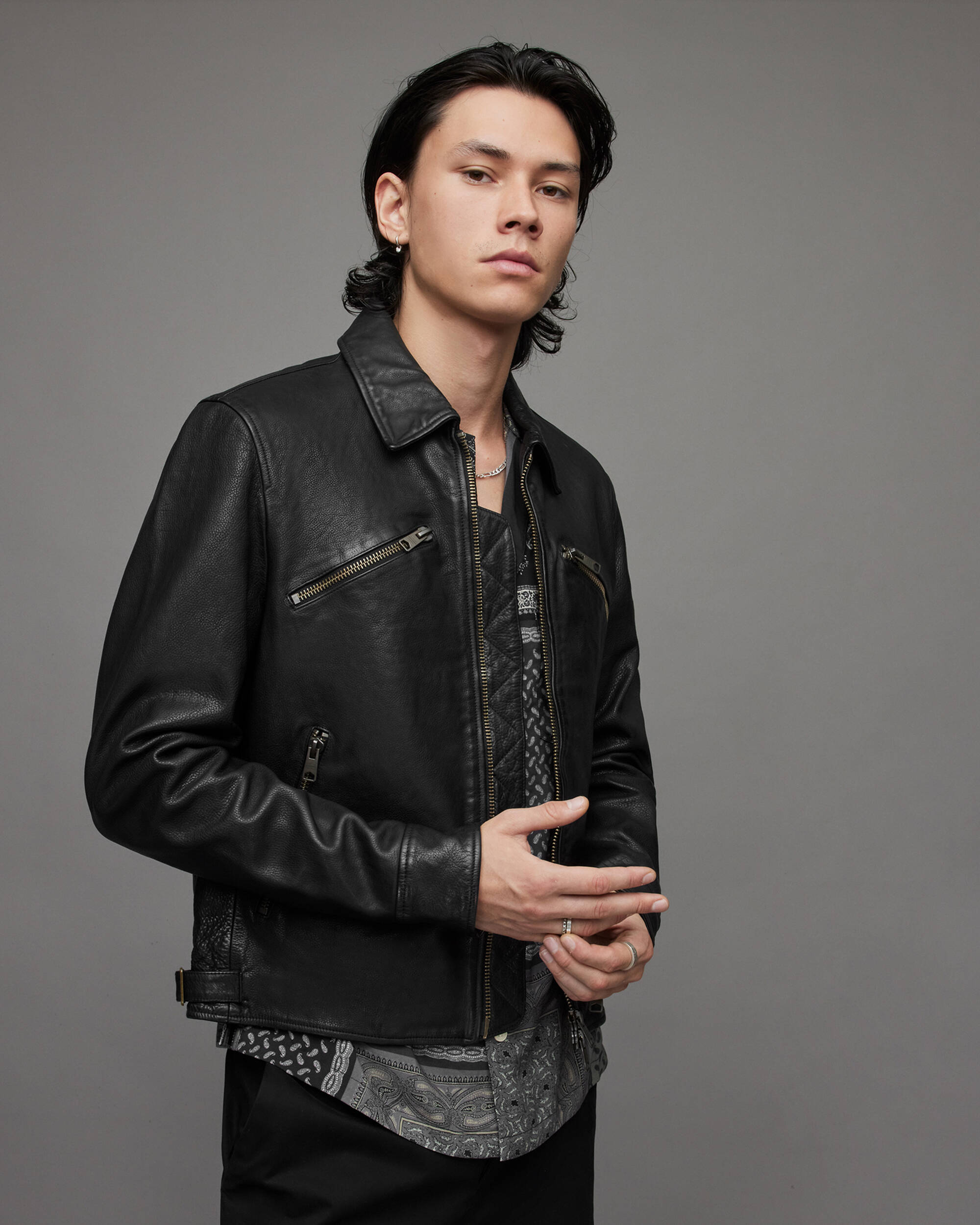 Mens-Cafe-Racer-Leather-Jacket-In-Black-e.jpg Men's Cafe Racer Leather Jacket In Black - Image 1