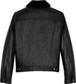 Mens Denim Style Genuine Leather Jacket With Fur - Image 2