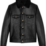 Mens Denim Style Genuine Leather Jacket With Fur