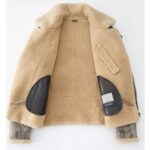 Men's Distressed Biker Shearling Leather Jacket - Image 5