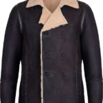 Mens Double Breasted Real Leather Jacket With Fur